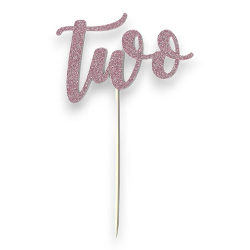 Picture of TWO CAKE TOPPER PINK GLITTER